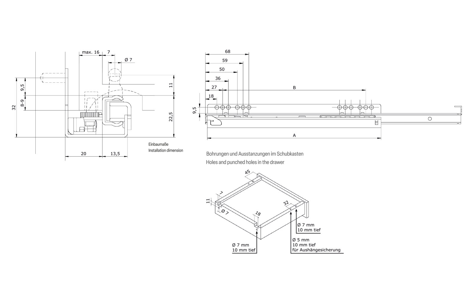 Telescopic slide partial extension Laura | up to 25 kg | Underfloor slide | Schock - Image 2