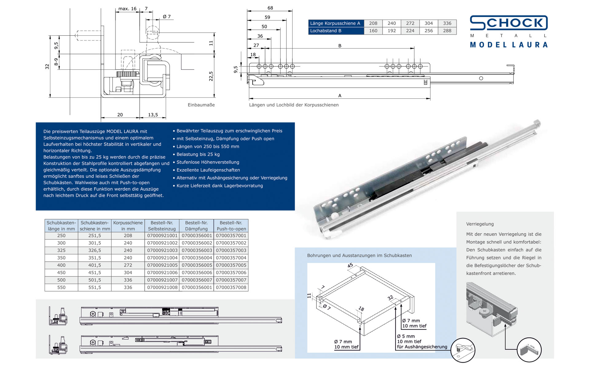 Telescopic slide partial extension Laura | up to 25 kg | Underfloor slide | Schock - Image 4