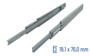 Telescopic slide full extension 076 | up to 227 kg | with soft-stop | Schock telescopic slides
