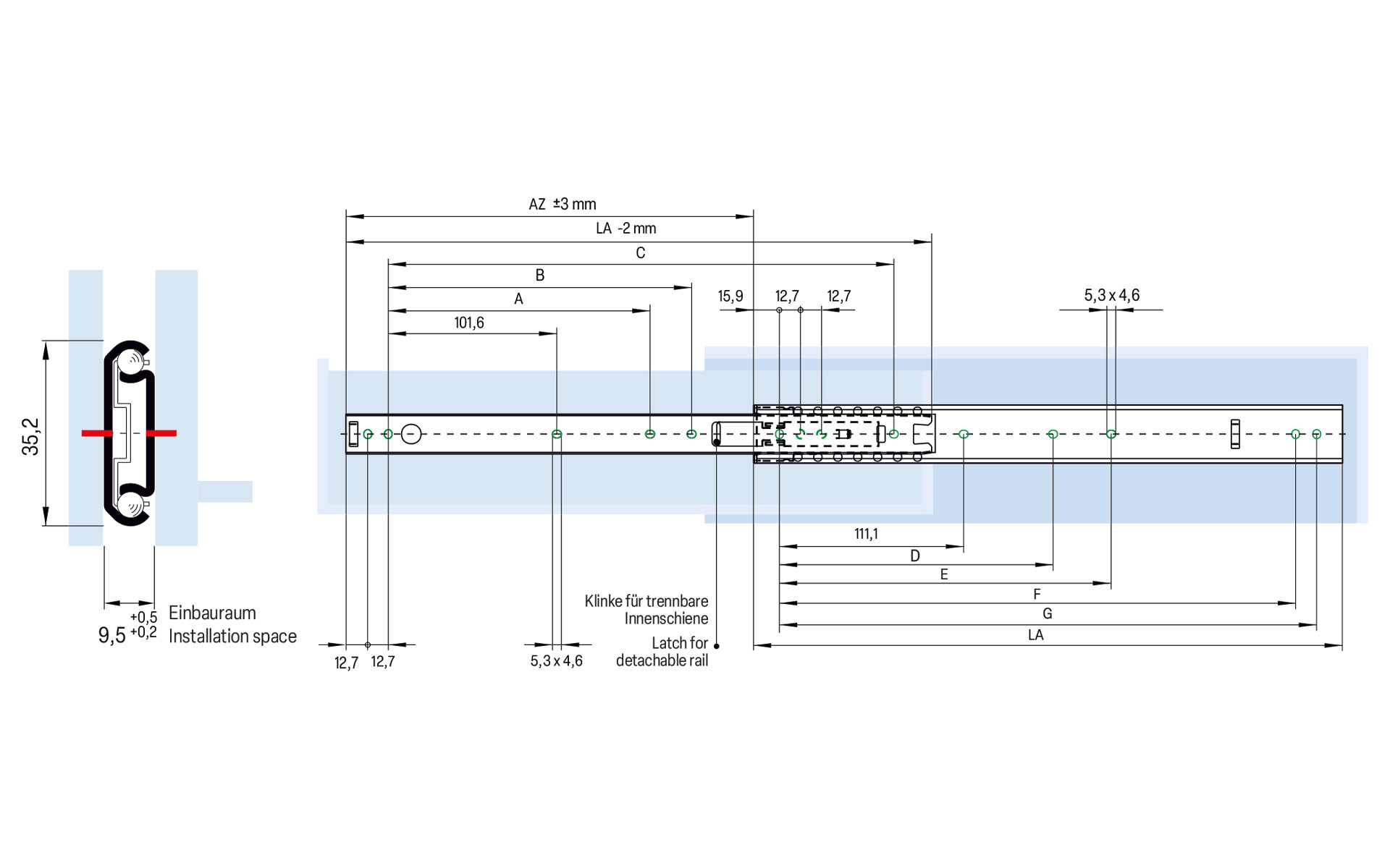 Telescopic slide partial extension 016 | up to 65 kg | Schock telescopic slides - Image 2