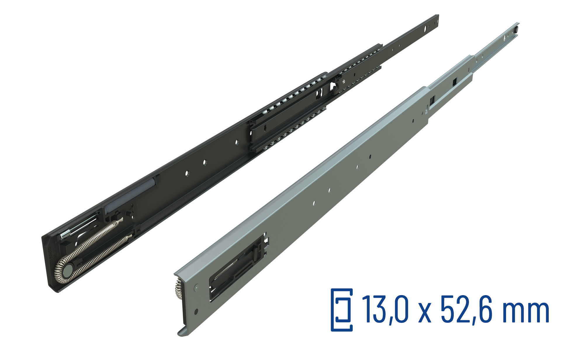 Telescopic slide over extension Series 036 | Soft-close/Hold-out | Schock telescopic slides