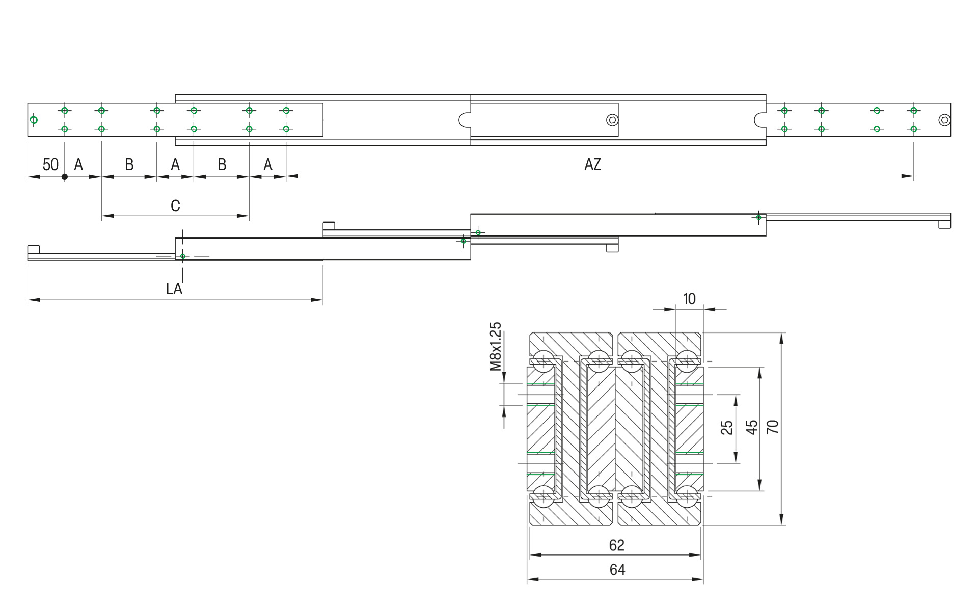 Telescopic slide over extension SDDTS-70 | up to 130 kg | Schock telescopic slides - Image 2
