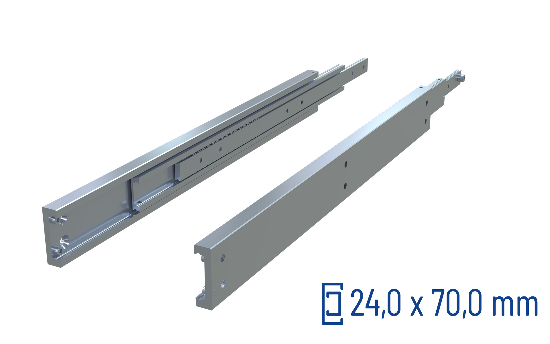 Telescopic slide full extension TSR-70 | up to 435 kg | Schock telescopic slides