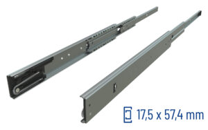 Telescopic slide over extension 038 | up to 35 kg | with soft-close/hold-out/Air Motion® | Schock telescopic slides
